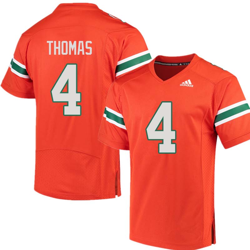 Adidas Miami Hurricanes #4 Jeff Thomas College Football Jerseys Sale-Orange - Click Image to Close